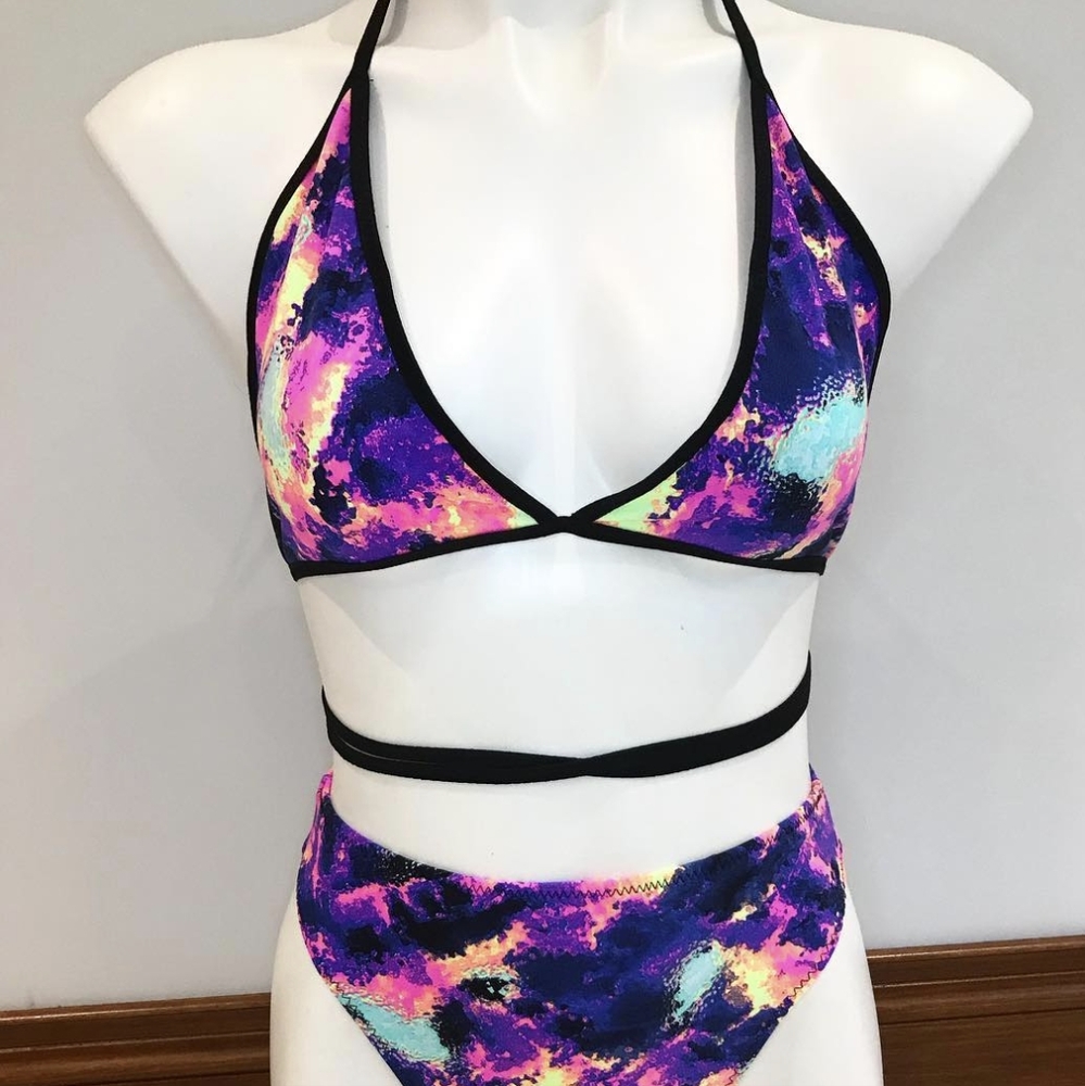 Neon acid festival bra top